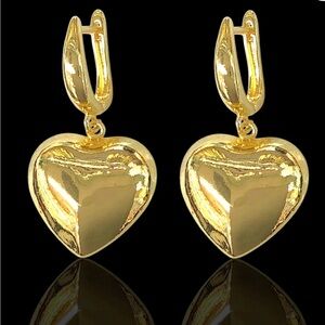 Gold Heart Drop Earrings